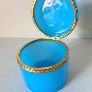 An Oval Mid 20th Century Blue Opaline Glass Box An Oval Mid 20th Century Blue Opaline Glass Box