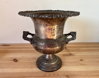 Vintage Sheffield verzilverde champagneemmer wijnkoeler plankdecor mooi aangetast