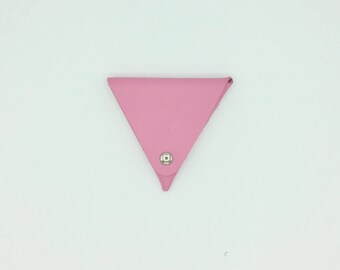 Pink leather Triangle coin purse