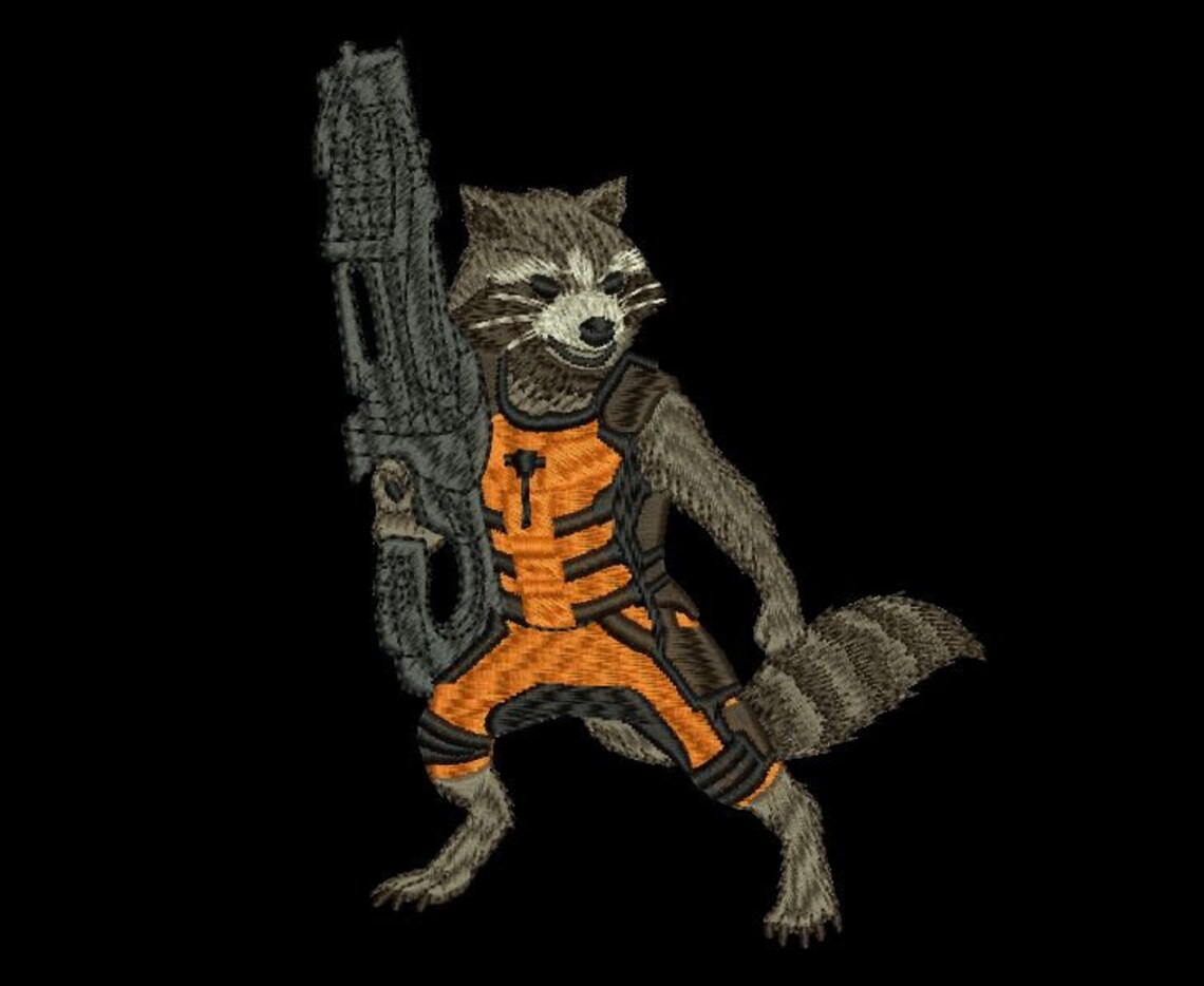 Raccoon machine embroidery design movies embroidery comics  etsy