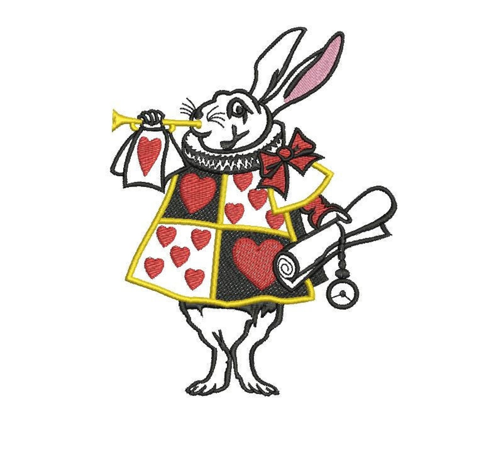 White Rabbit machine embroidery design Alice in Wonderland | Etsy