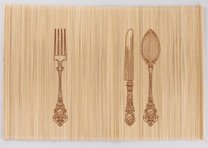 Fork knife the spoon machine embroidery design serving Etsy