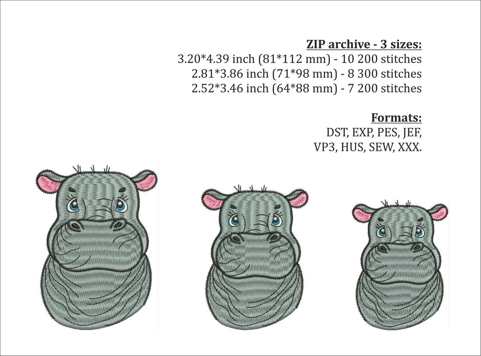 Baby hippo machine embroidery design hippopotamus pattern  etsy Baby hippo machine embroidery design hippopotamus pattern  etsy