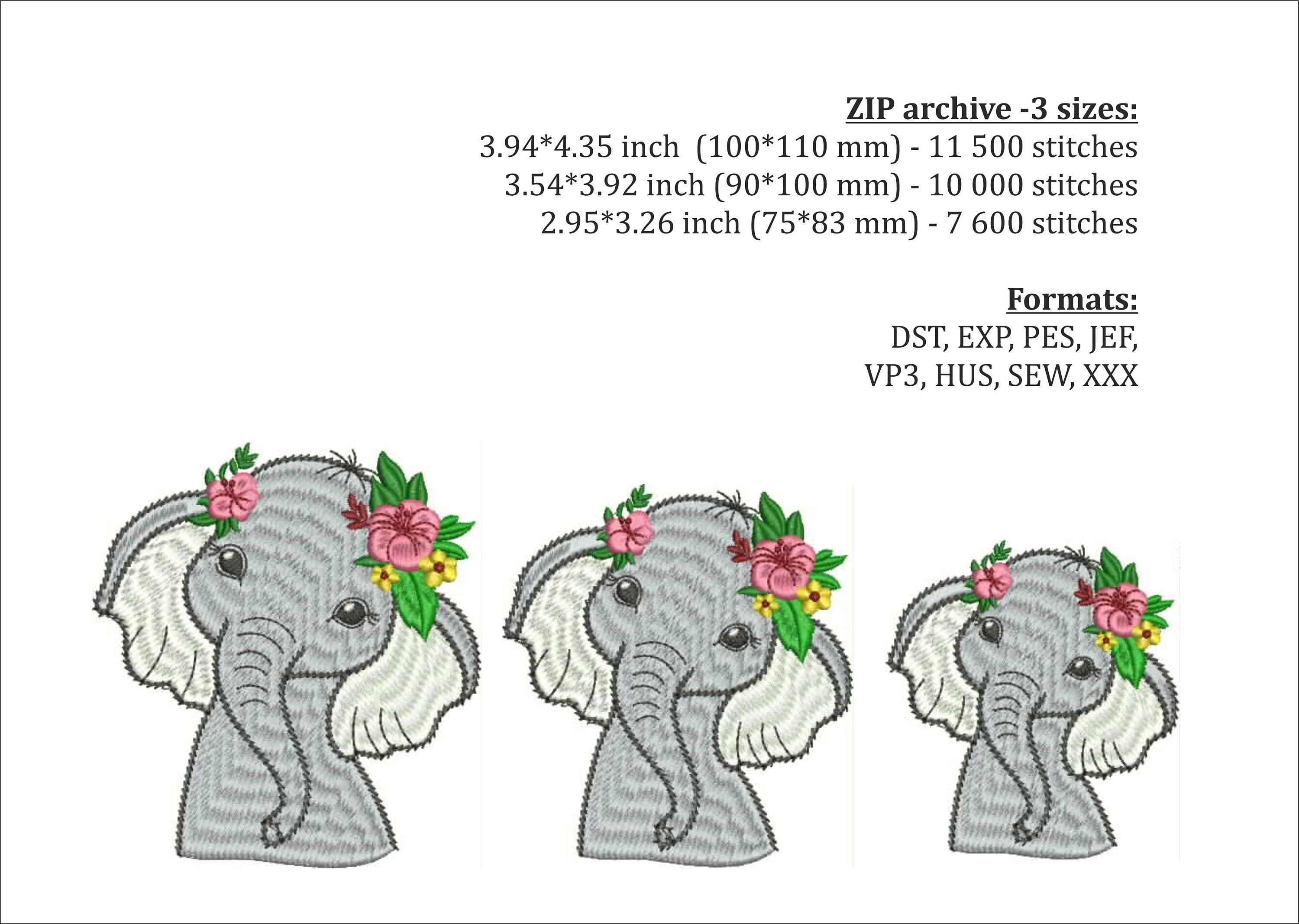 Elephant 2 Designs Machine Embroidery Design Indian Etsy