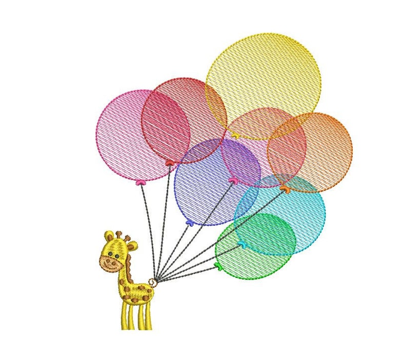 Giraffe balloons machine embroidery design birthday gift  etsy Giraffe balloons machine embroidery design birthday gift  etsy