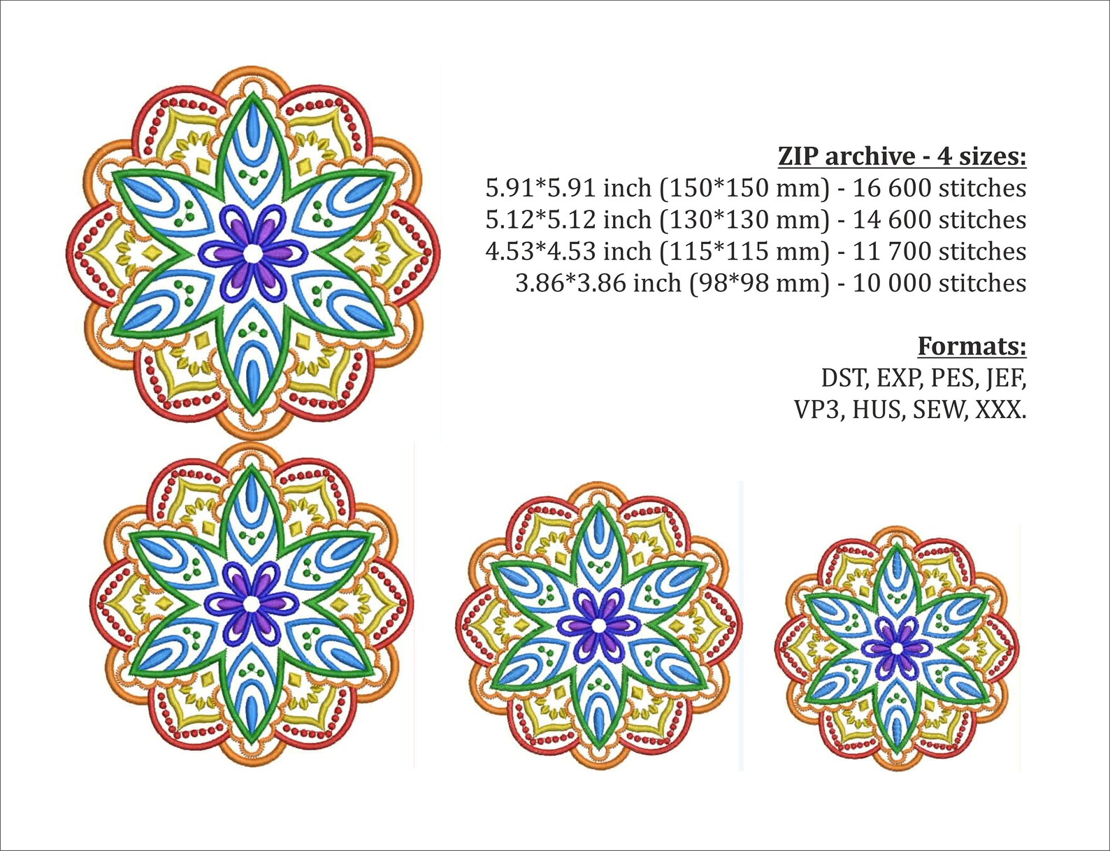 Mandala machine embroidery design dreamcatcher rainbow | Etsy