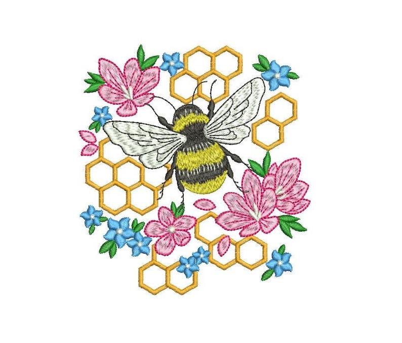 Bee bumblebee machine embroidery design insect flyer Etsy