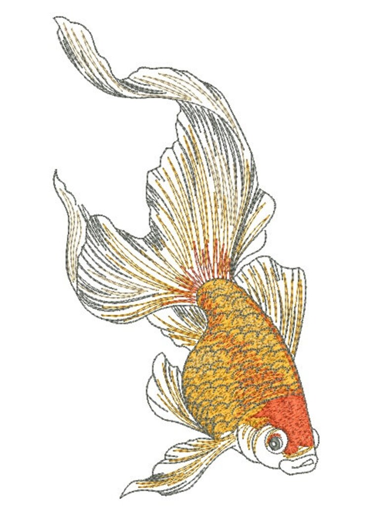 Goldfish Machine Embroidery Design Fish Fingerling Sea Etsy