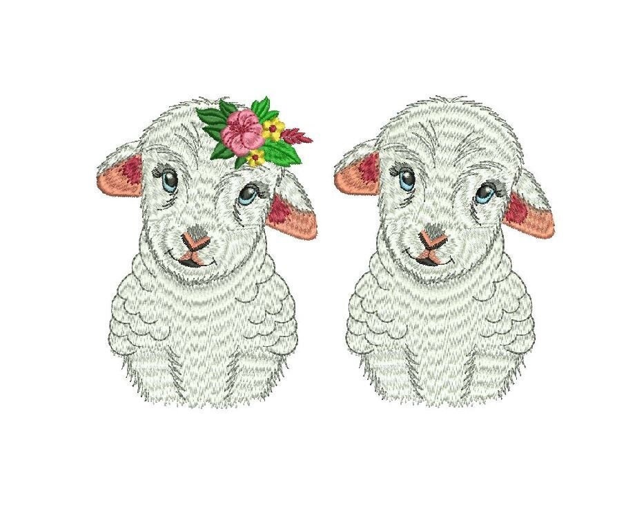 Lamb sheep 2 designs machine embroidery design pattern Etsy