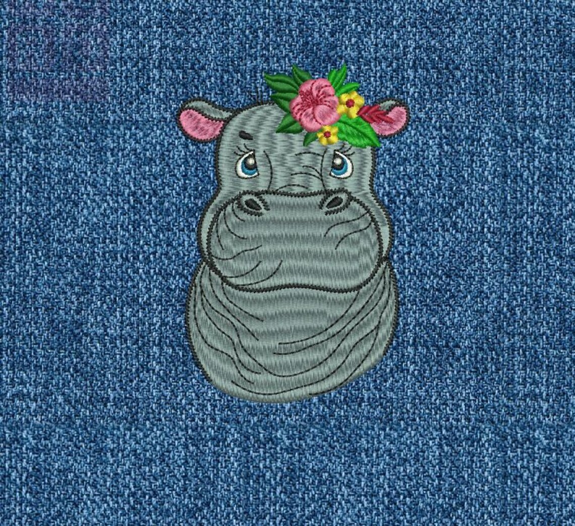 Baby Hippo Embroidery Baby Hippo Embroidery