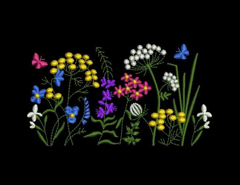 Wildflowers Machine Embroidery Design Dandelion Flower Etsy