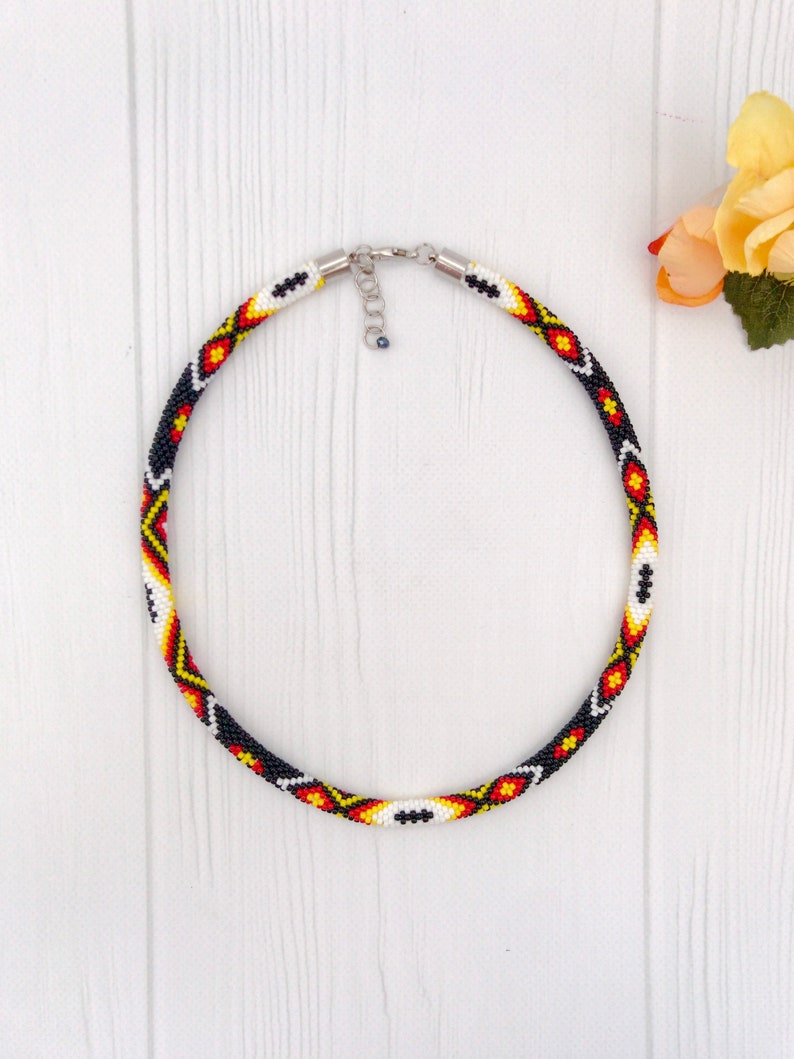 Native Medicine Wheel Style Necklace American Beaded Choker Etsy Ireland