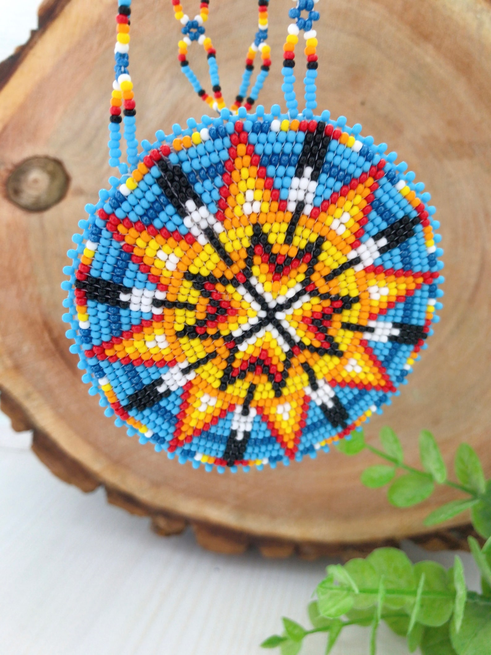 Beaded Morning Star Medallion Necklace: Native Style Rosette Jewelry - Etsy