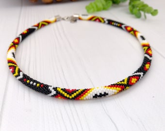 Native Medicine Wheel style necklace American beaded choker Colorful Native style necklace Boho jewelry for men West American black necklace