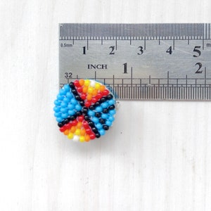 Turquoise colorful beadwork earrings Native style stud earrings Seed beads boho earrings for men Traditional American jewelry image 8