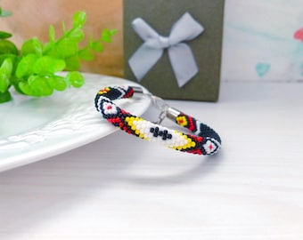 Beaded Medicine Wheel Bracelet, Ethnic Boho Jewelry, Custom Size