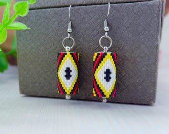 Native Medicine Wheel Style Beaded Earrings, Boho Peyote Jewelry