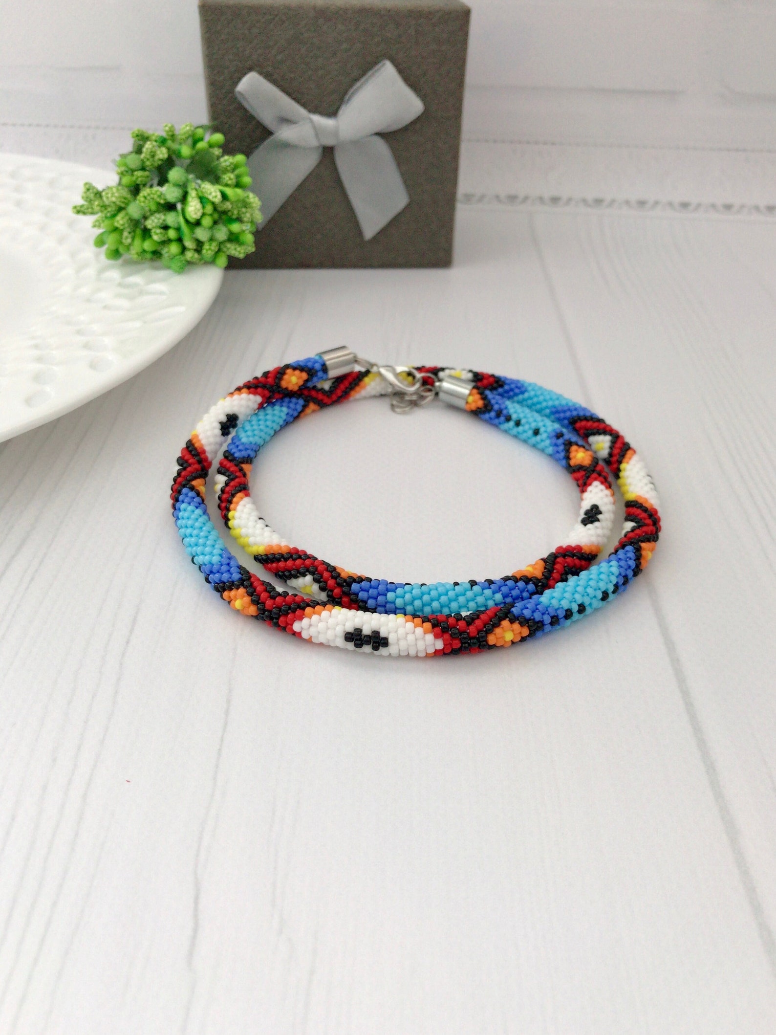Collier Ancien Mexicain En Perles De Turquoise Naturelle Et Bambou - Bijou Vintage Occasion
