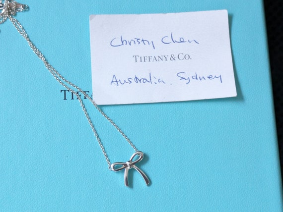 Genuine Tiffany & Co ribbon necklace 16inches - s… - image 1