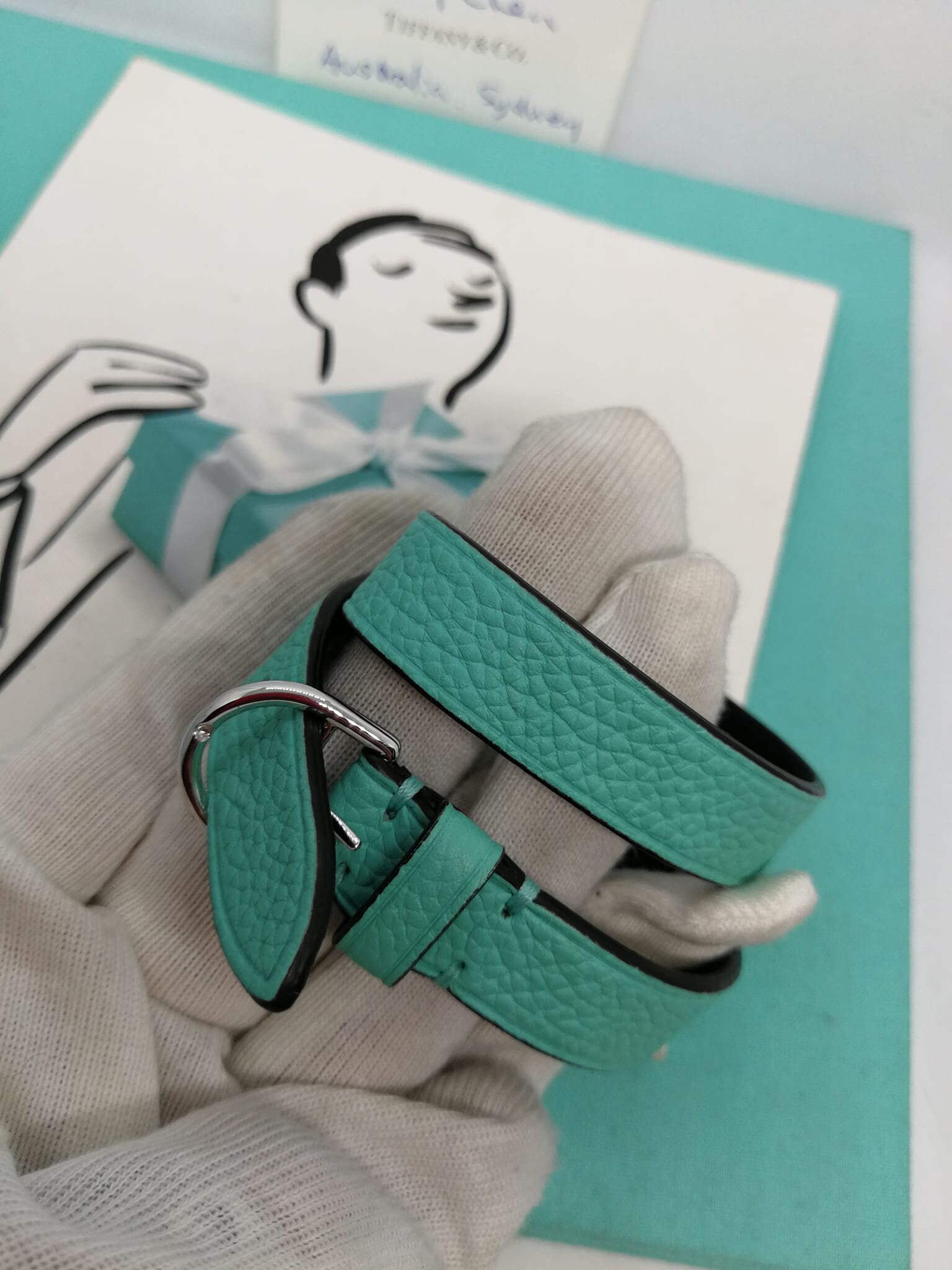Tiffany & Co. Aqua Leather Wrap bracelet leather TIFFANY & CO Women Bracelets - Vestiaire Collective main image 4