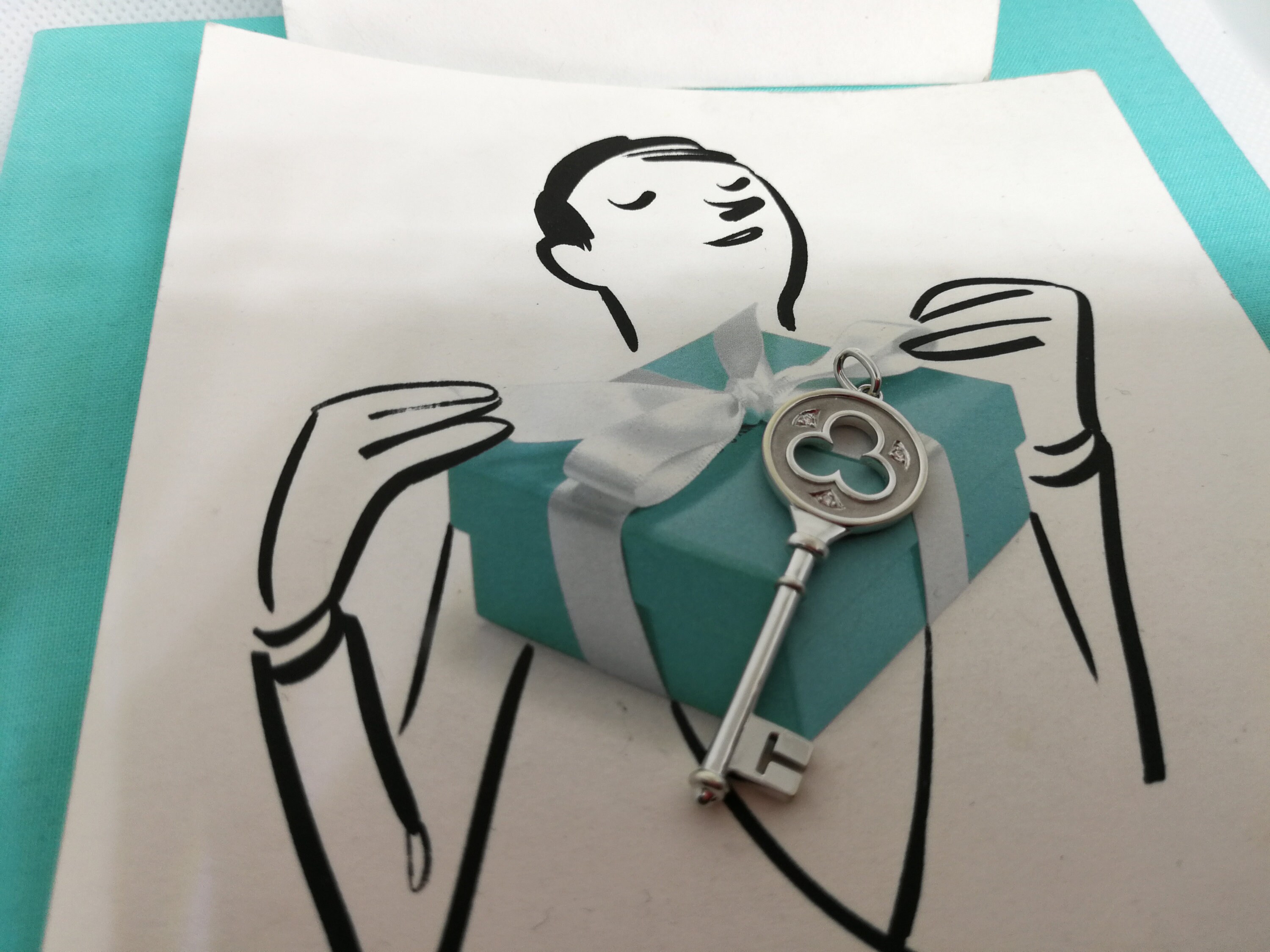 Genuine Tiffany Co Clover Key With 3 Diamonds 18k White Gold Etsy