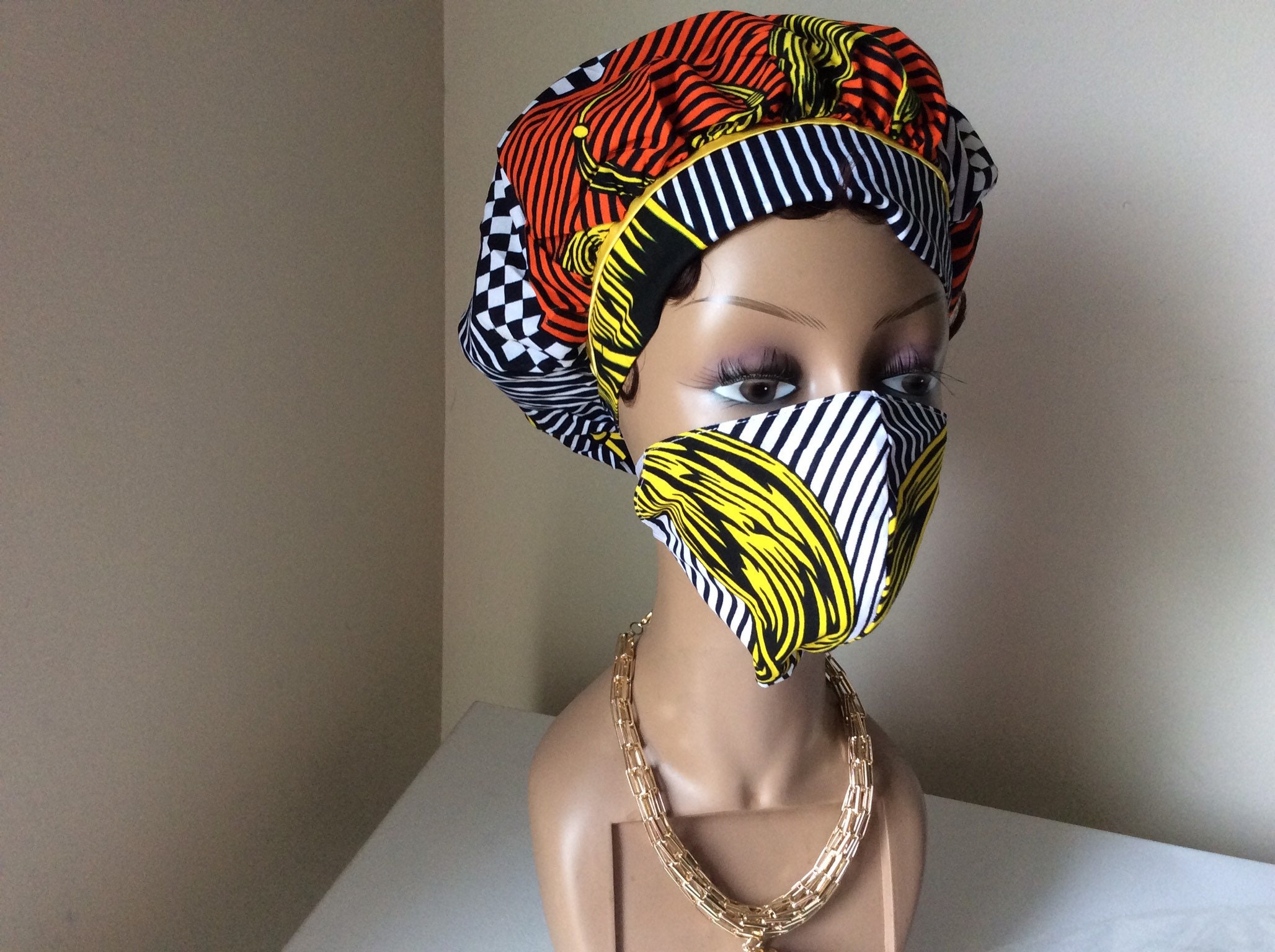 Face Mask & Hair Bonnet Set - Etsy
