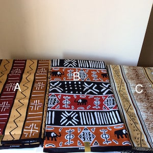 Assortment of African Mud Cloth Wax Prints.