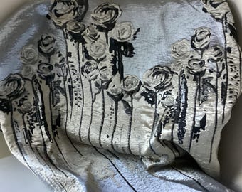 Jacquard Brocade Fabric with Metallic Floral Vines and Raised Texture, Available in 7 Luxe Colors main image 0