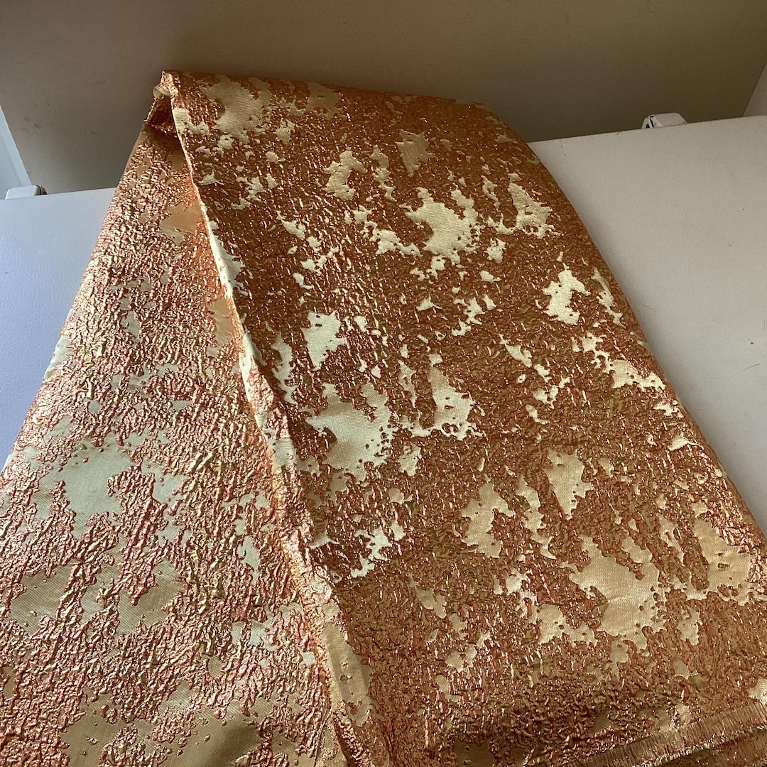 Floral Metallic Brocade Jacquard Fabric – Multicolor Ombre Shine with Embroidered Flowers