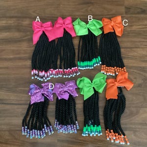 Beaded Braid Ponytail Set: Butterfly Bow Clip-on Hair Extension