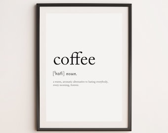 Coffee Definition Print, Kitchen Print, Coffee Lover, Dictionary Print, Definition Print, Caffeine Print