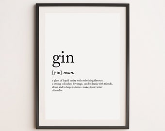 Gin Definition Print, Dictionary Print, Definition Print, Gin Lover Print, Gin Print, Alcohol Print