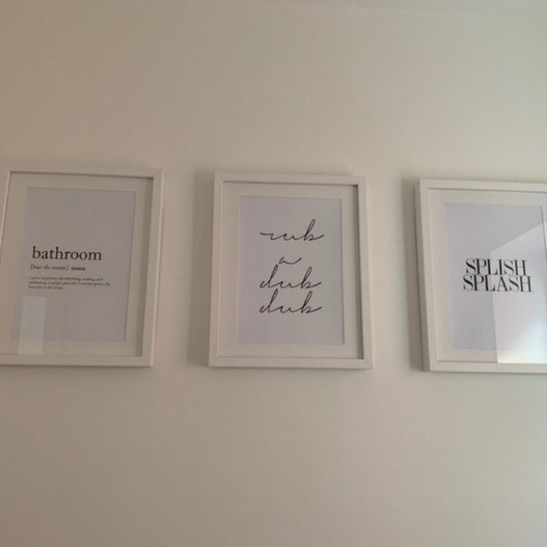 Bathroom Wall Prints Set Of 3 Bathroom Definition Rub A Dub Etsy