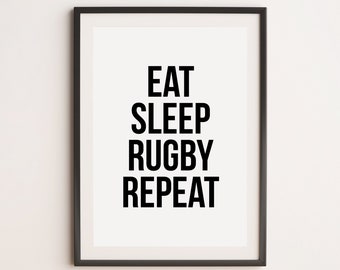 Eat Sleep Rugby Repeat Print, Rugby Print, Boys Room Print, Girls Room Print, Rugby Lover