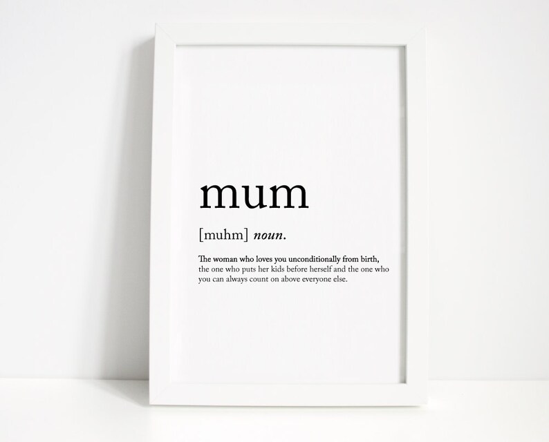 Mum Definition Print Definition Print Home Decor Wall Etsy