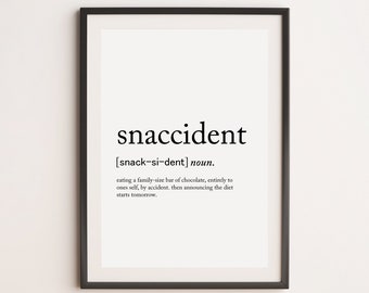 Snaccident Definition Print, Dictionary Print, Definition Print, Foodie Print, Food Lover Print