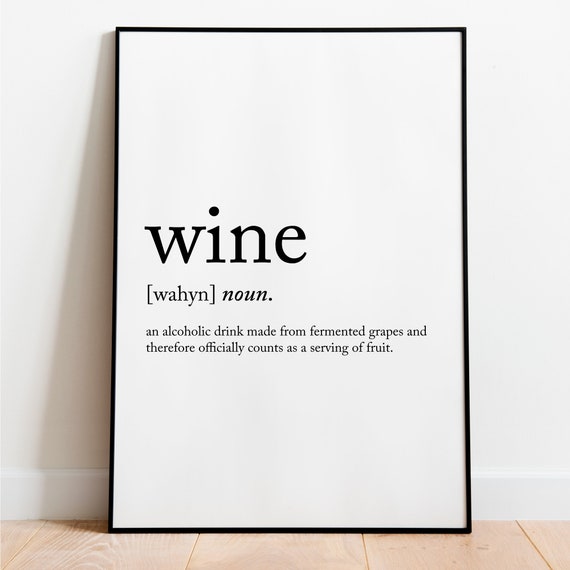 Wine Definition Print Dictionary Print Definition Print Etsy