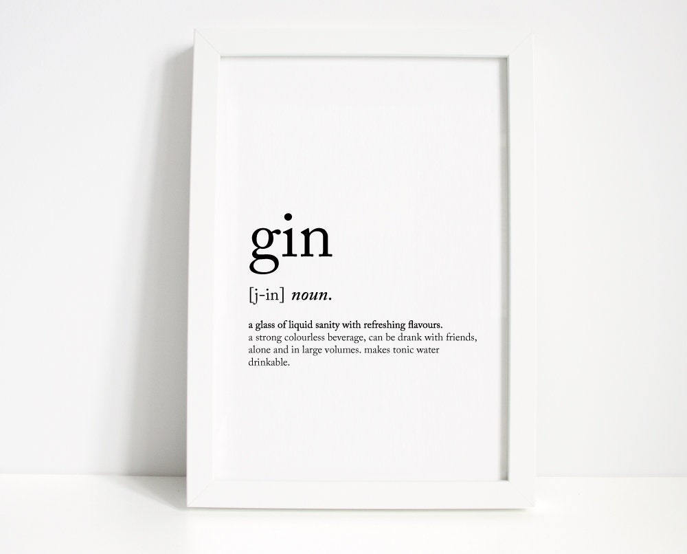 Gin Definition Wall Print Home Decor Wall Art Typography Etsy
