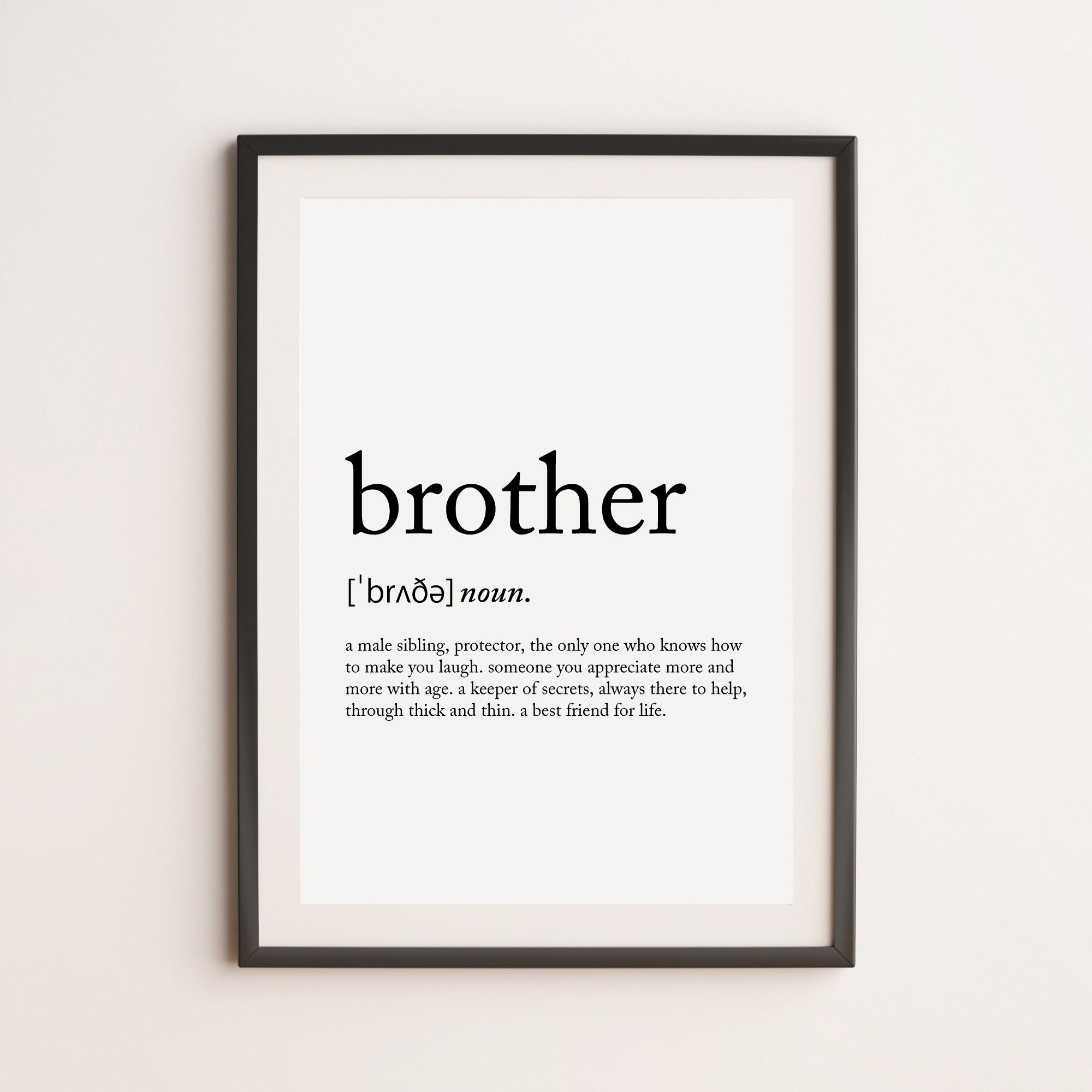 Brother Definition Print: Dictionary Wall Art - Etsy