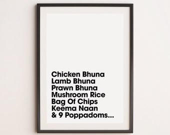 Chicken Bhuna Print, Gavin And Stacey Print, Kitchen Print, Home Decor, Wall Art, Kitchen Print