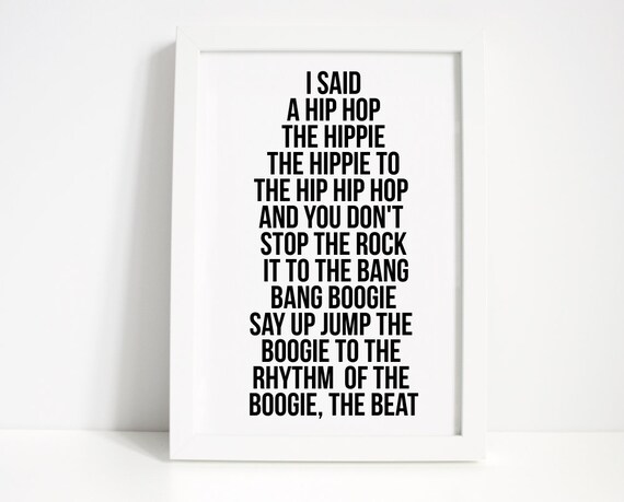 Rappers Delight Lyrics Print Home Decor Wall Art Etsy