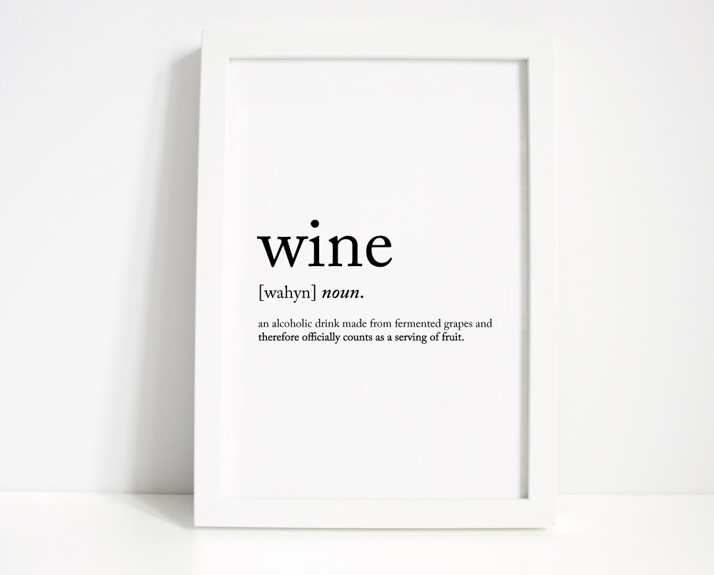 Wine Definition Wall Print Home Decor Wall Art Typography Etsy
