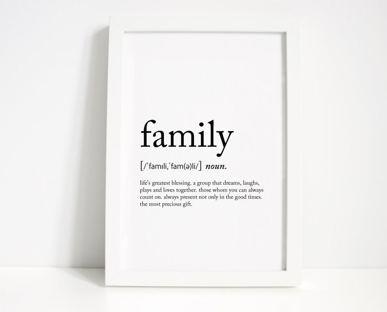 Family Definition Wall Print Wall Art Home Decor Love Etsy