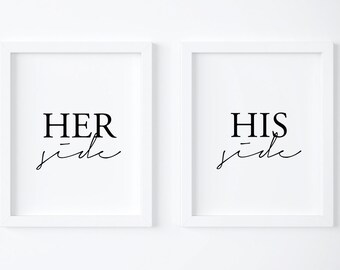 Her Side His Side Prints Set Of 2, Bedroom Prints