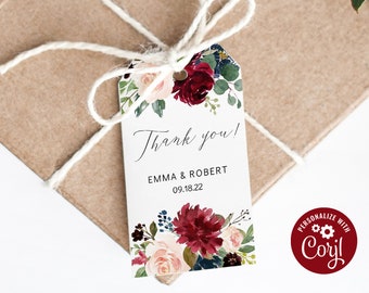 WLP-RED 1211 Edit with TEMPLETT Printable Geometric Thank You Favor Tag Printable Burgandy Thank You Tag Template Favor Tags