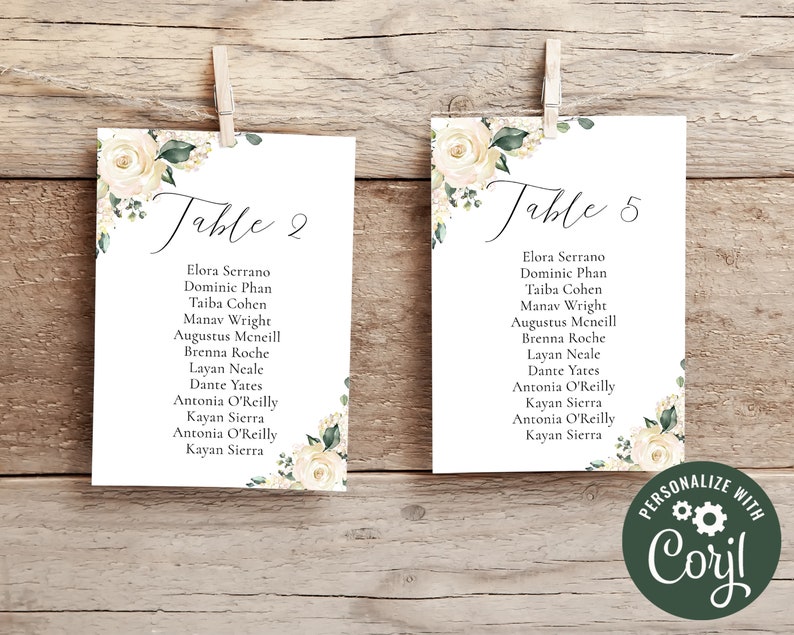 Seating Chart Editable Template Wedding Seating Chart Table | Etsy