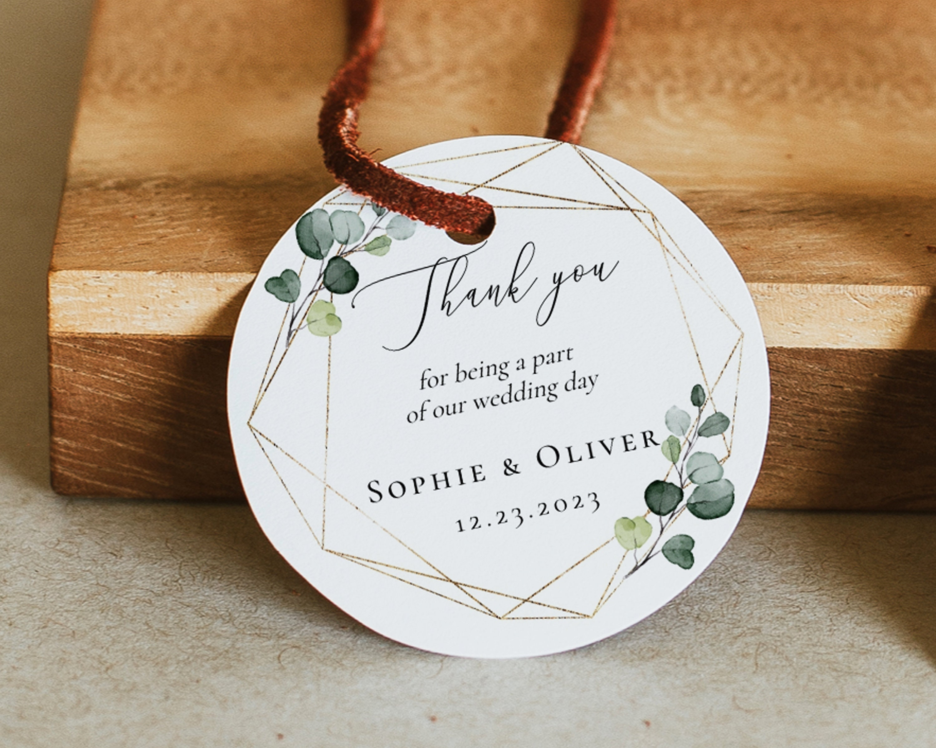 Round Tag Template Greenery Round Favor Tag Template - Etsy