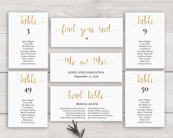 Printable Wedding Seating Chart Template