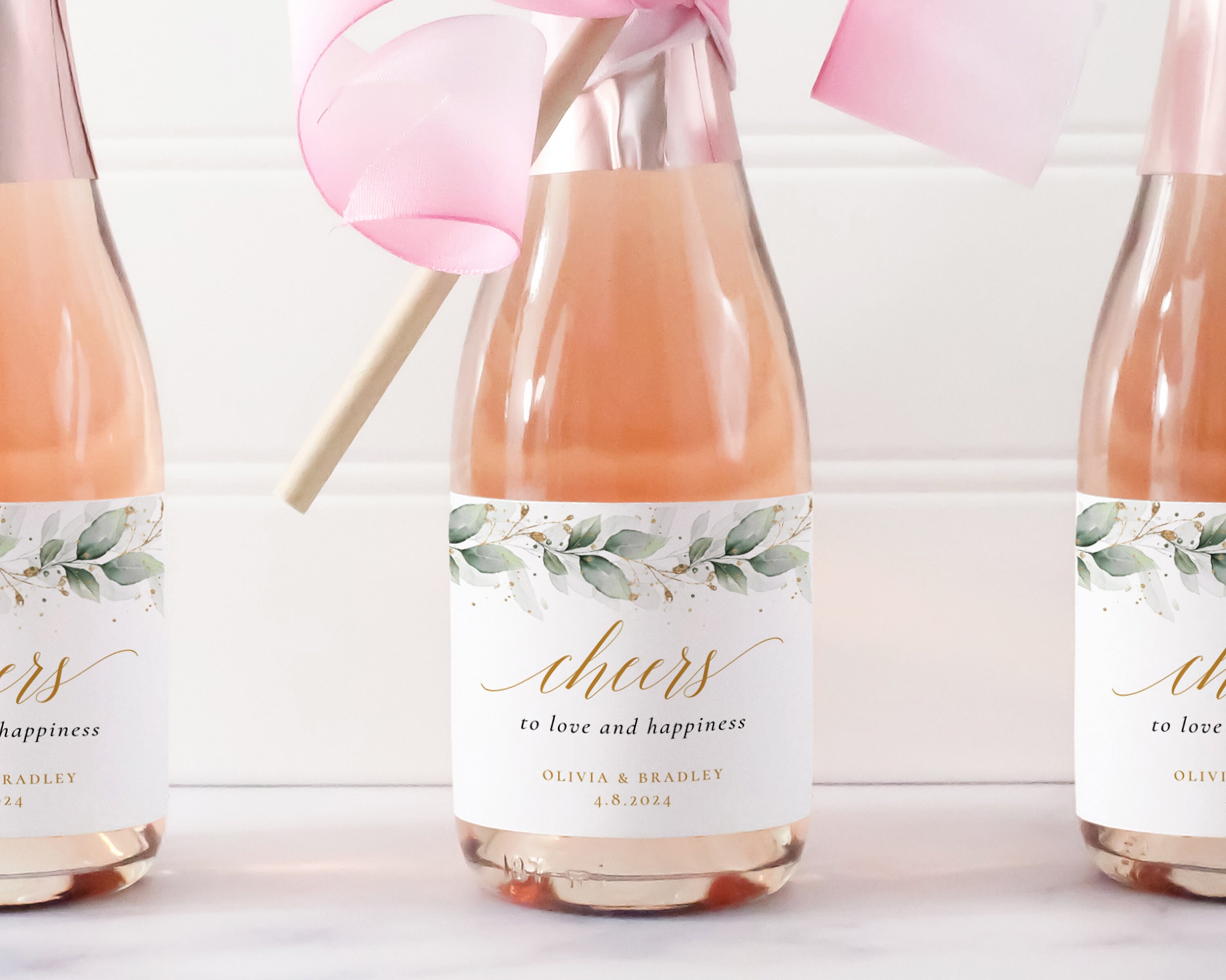 Greenery Mini Wine Bottle Labels Printable Mini Champagne Etsy