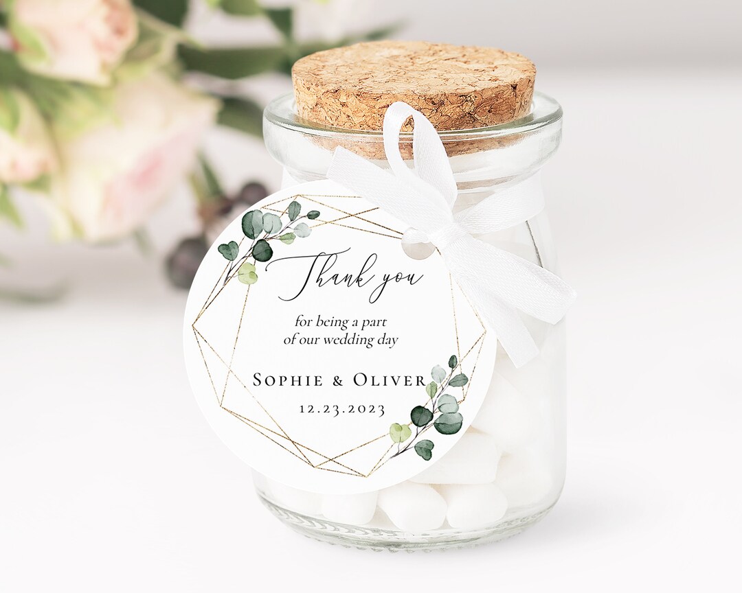 Round Tag Template, Greenery Round Favor Tag Template, Editable Thank ...